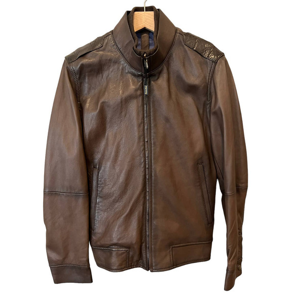 Massimo Dutti Napa Bomber Jacket with Epaulettes (US/S) - Picture 2 of 11